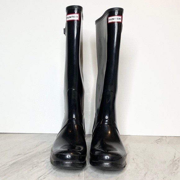 Hunter Tall Black Glossy Rain Boot 10F - Picture 1 of 14